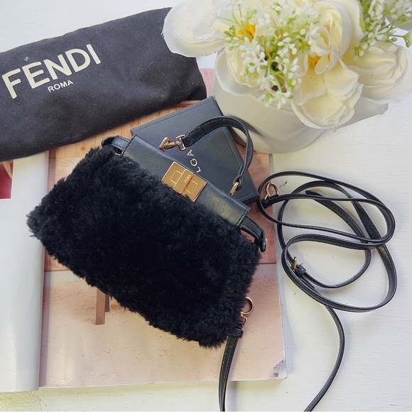 Fendi Shearling Micro Peekaboo Bag - Picture 1 of 6